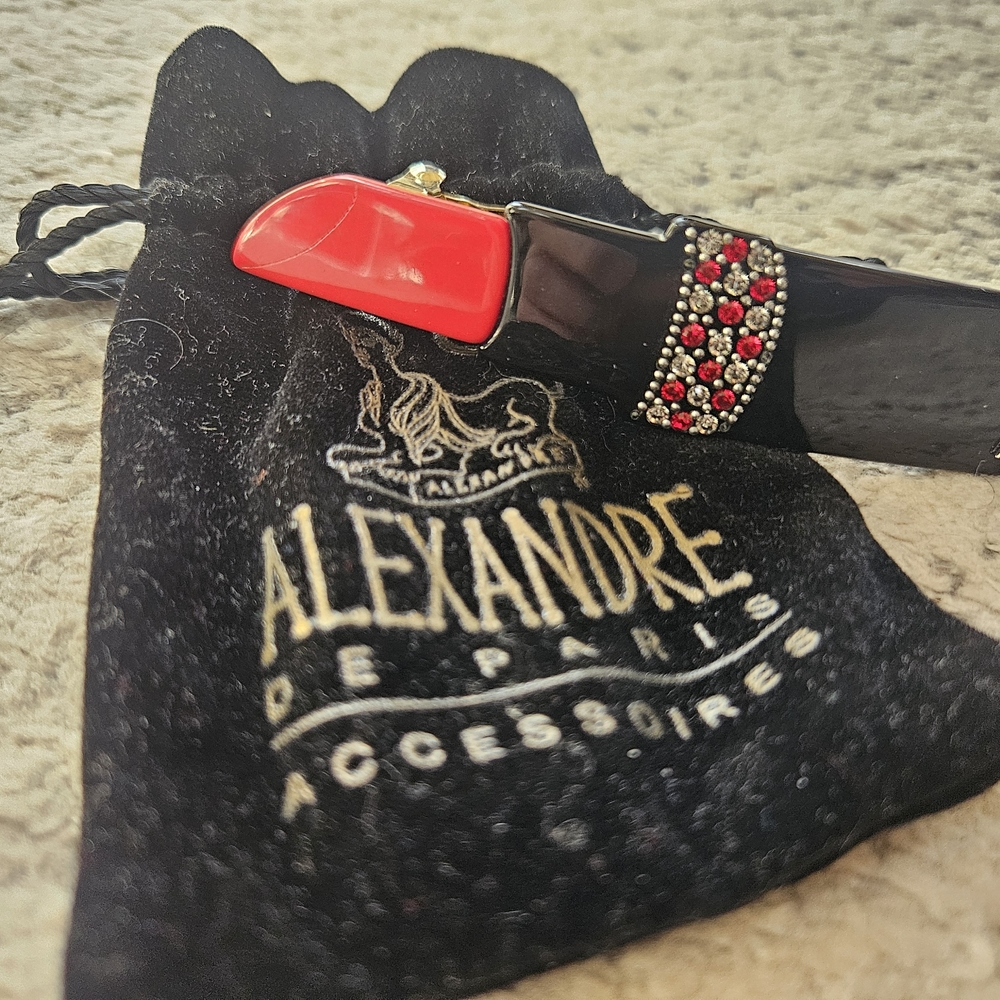 Alexandre Accessories Black and Red Hair Clips